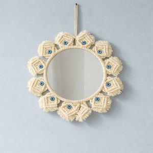 Macrame Wall Mirror Hanging Decorative Boho Round Mirror Decor
