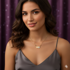 Gold Plated Double Heart Necklace with AD For women and girls