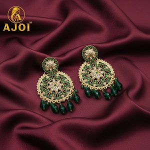 Green Floral Earrings