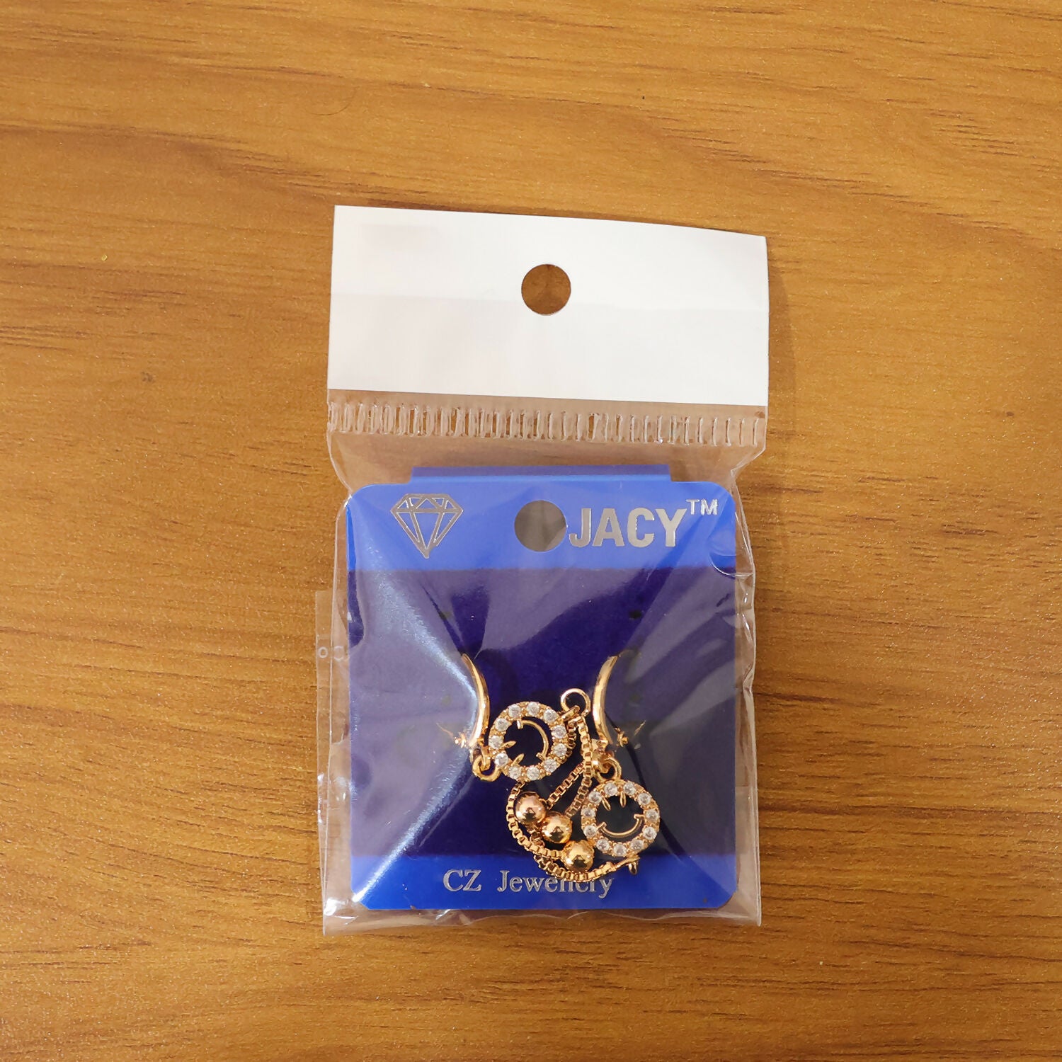 Gold-Tone Smiley Crystal Circle Tassel Drop Earrings for Women - Image 6