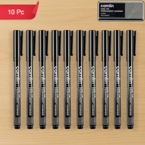 Camlin Fine Tip Permanent Marker – Black Color Precise Writing Markers (Pack of 10)