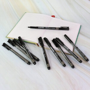 Camlin Fine Tip Permanent Marker – Black Color Precise Writing Markers (Pack of 10)