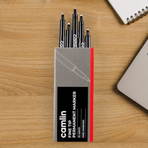 Camlin Fine Tip Permanent Marker – Red Color Precise Writing Markers (Pack of 10)