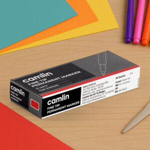 Camlin Fine Tip Permanent Marker – Red Color Precise Writing Markers (Pack of 10)