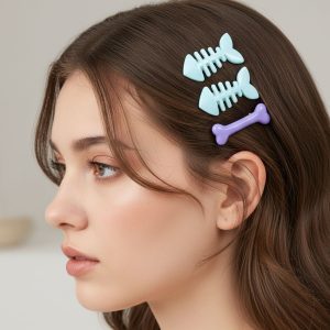 Cute Fishbone & Bone Shape Hair Clip Set (4 Pc)