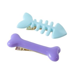 Cute Fishbone & Bone Shape Hair Clip Set (4 Pc)
