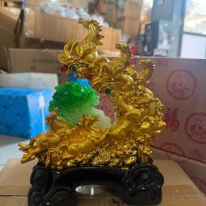 Seven Running Horses Golden Statue Feng Shui Lucky Home Decor Showpiece