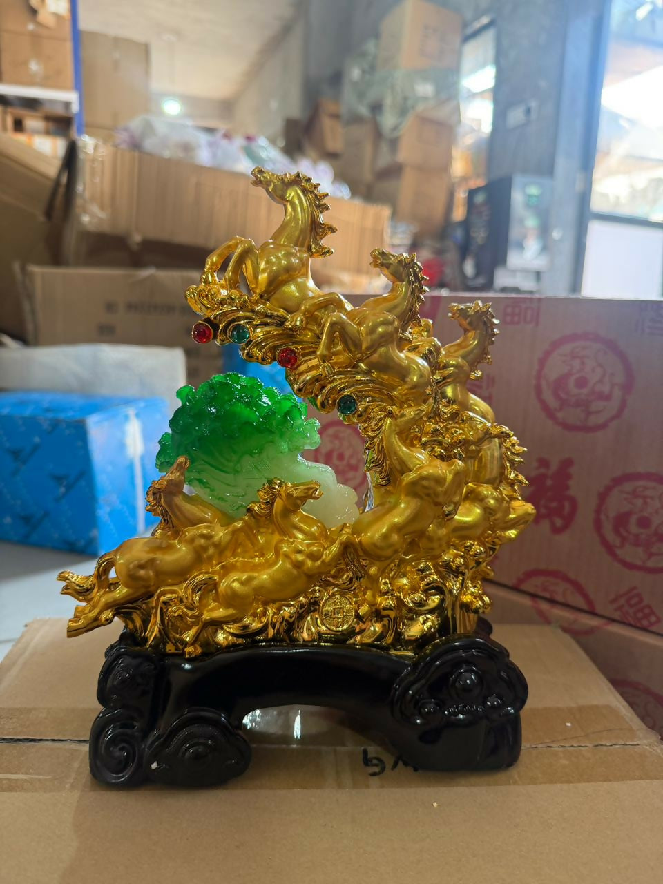 Seven Running Horses Golden Statue Feng Shui Lucky Home Decor Showpiece - Image 4