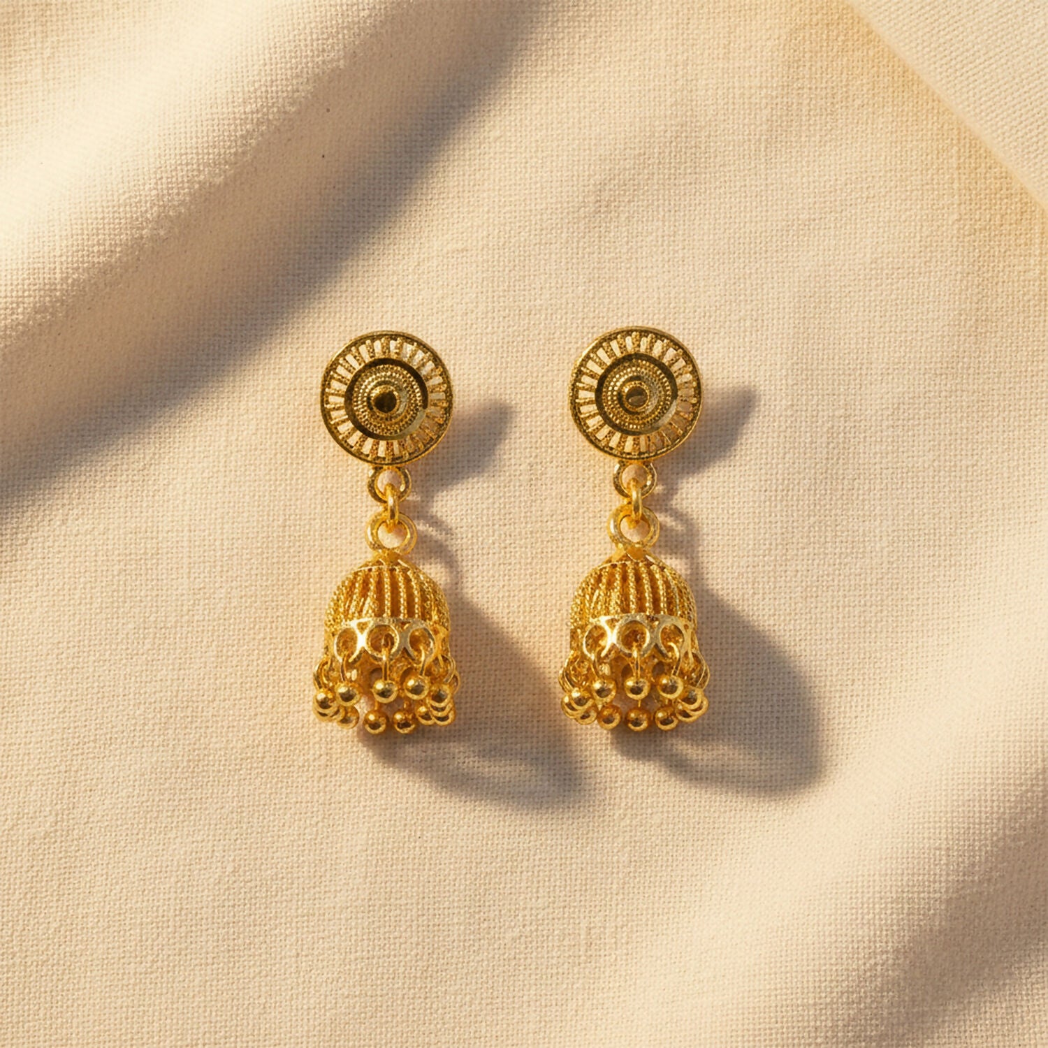 Traditional Gold Plated Jhumka Earrings for Women & Girls Ethnic Festive Jewelry - Image 4