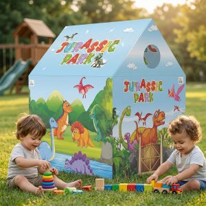 Jurassic Park Theme Foldable Kids Play Tent House with Pipe Frame Structure