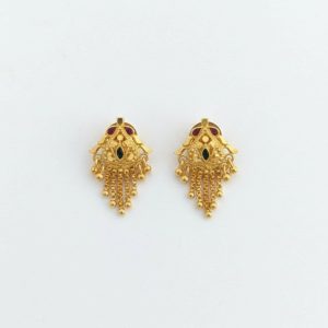 5 Line Side Latkan Golden Earrings with Mina for Women & Girls – Fancy Gift