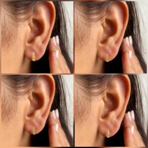 Gold Plated Tiny AD bali Huggie Hoop Earrings kan ki bali for Women/Girls Combo Pack of 4