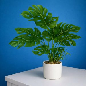 Artificial Monstera Leaf Plant with Pot for Home & Office Table Décor