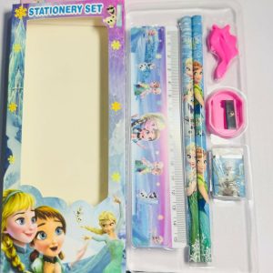 Kids Stationery Set with 2 Pencils, Ruler, Eraser, Sharpener & Finger Grip