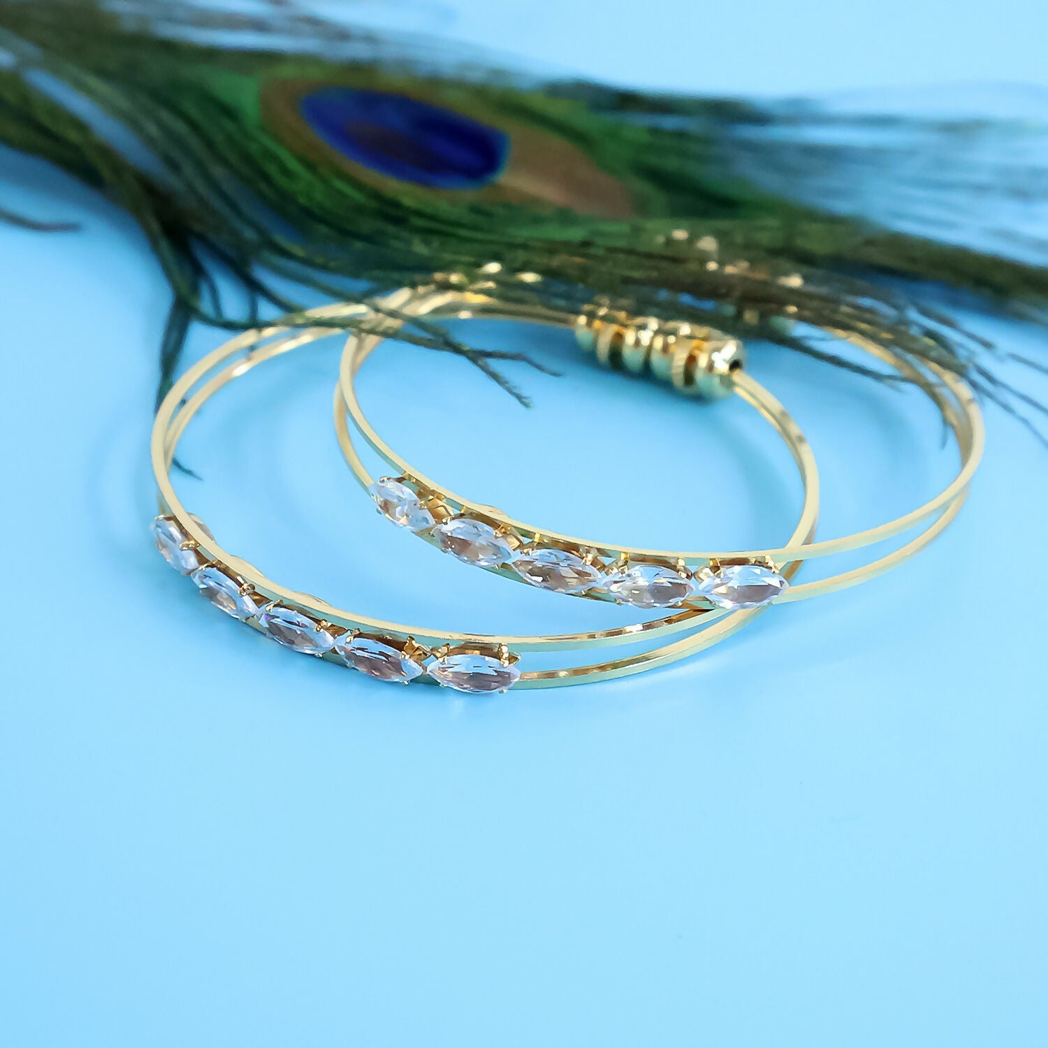 Crystal Studded Dual-Line Bangles