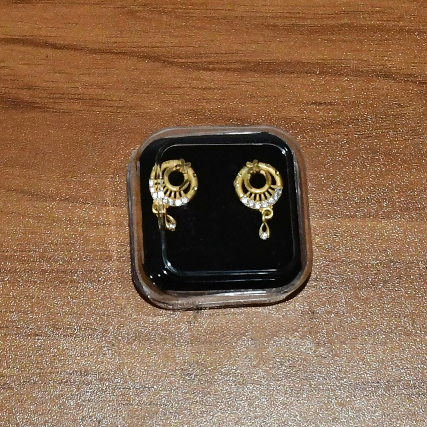 Elegant Circular Drop Earrings with Crystal Accents – Classic Party Wear