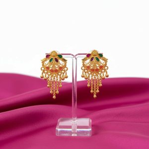 5 Line Side Latkan Golden Earrings with Mina for Women & Girls – Fancy Gift