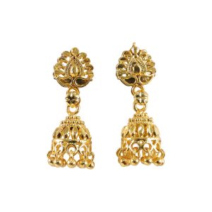 Traditional Gold Plated Jhumka Earrings for Women – Elegant Ethnic Drop Jewelry