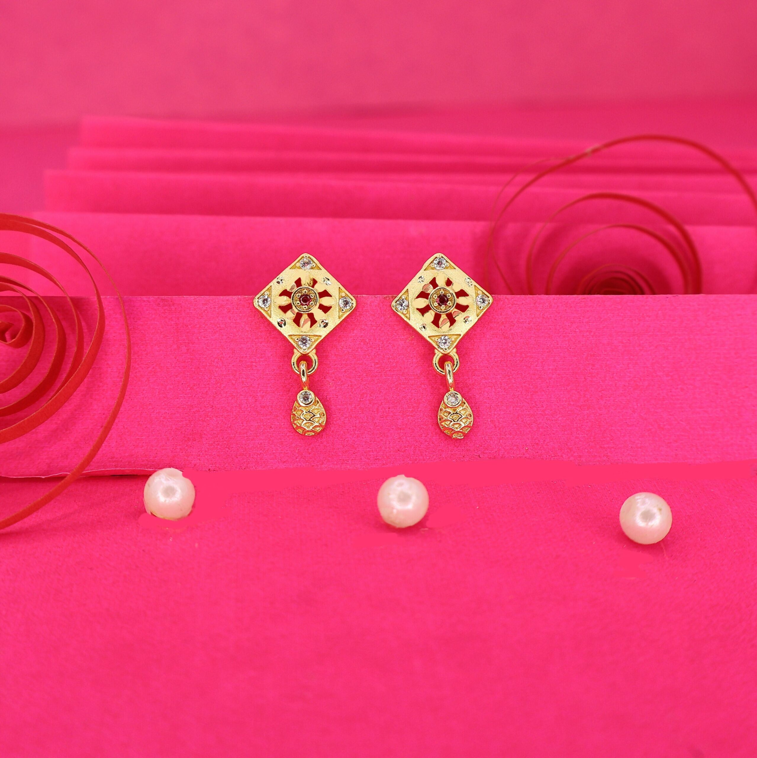 Gold AD Drop Earrings for women and girls - Image 3