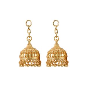 Traditional Gold-Finish Pearl Drop Jhumka with Classic Dome Design