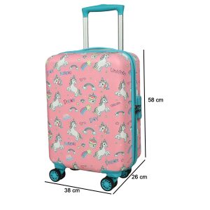 Novex Unicorn Pink Travelling Kids Trolley Bags for Girls Luggage 4 Wheels ( 22 Inch)