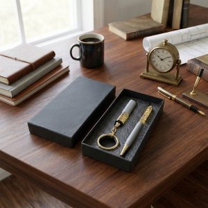 Customized Premium 2 In 1 Keychain and Pen Combo Gift Set