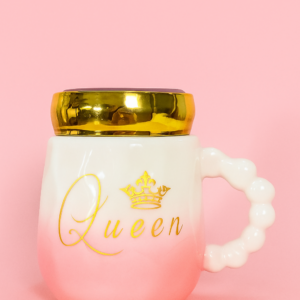 Premium Queen Ceramic Coffee Mug with Golden Lid