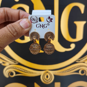 TRADITIONAL OXIDISED ANTIQUE GOLD JHUMKA EARRINGS