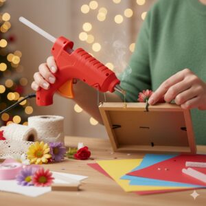 Premium 20W Hot Melt Glue Gun with 6 Transparent Glue Sticks Set