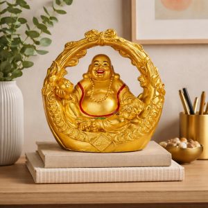 Golden Laughing Buddha Statue Decorative Feng Shui Showpiece for Home