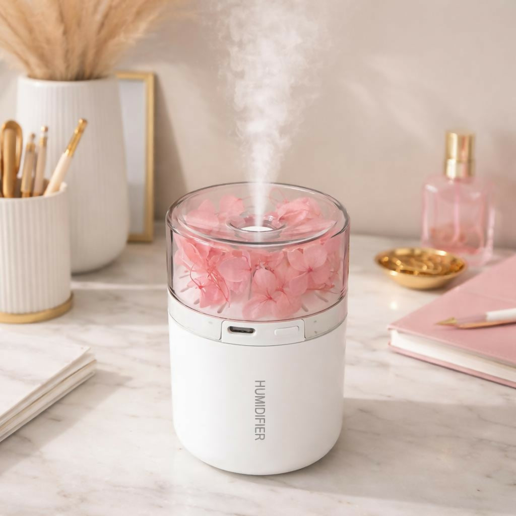USB Portable Flower Humidifier Diffuser for Desk Home Office (Color may vary) - Image 2