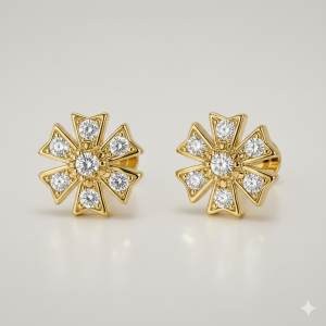Gold Plated Elegant Floral AD nosepin stud for women and girls Combo Pack of 2