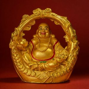 Golden Laughing Buddha Statue Decorative Feng Shui Showpiece for Home