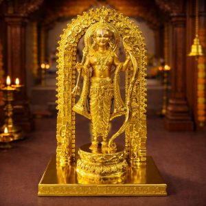 Lord Ram Idol with Bow Golden Finish Statue for Home Temple Decor