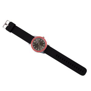 Classic Black Analog Wrist Watch with Rotating Bezel and Sporty Minimalist Dial