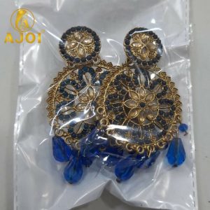 Blue Floral Statement Earrings