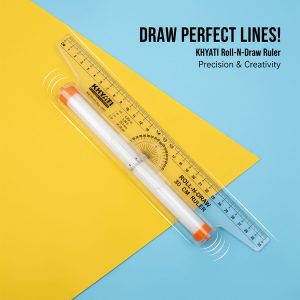 Roll-N-Draw Precision Ruler with Rolling Guide for Drawing & Drafting (30Cm)