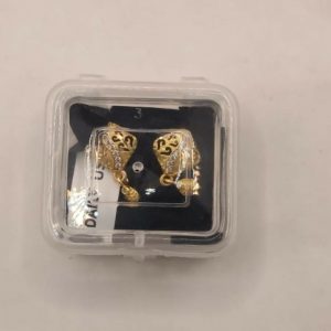 Gold Plated Daily Use Rhombus Drop Earrings with Filigree Detailing and AD