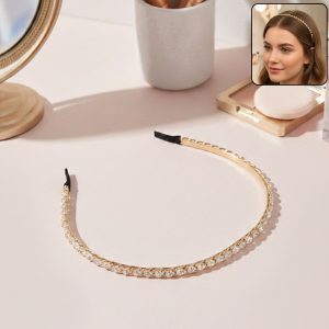Elegant Crystal Studded Metal Hair Band (1 Pc)