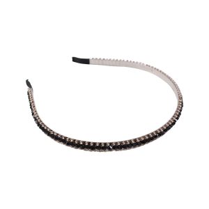 Elegant Black Crystal Studded Metal Hair Band (1 Pc)