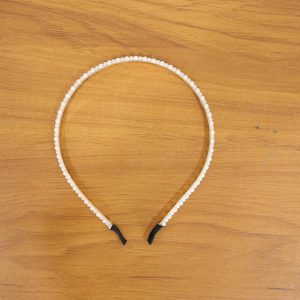 Elegant Pearl Beaded Slim Golden Metal Hair Band (1 Pc)