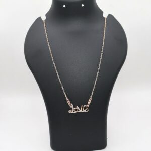 Rose Gold Plated LOVE Script AD Pendant Necklace For women and girls