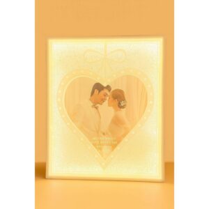 LED Heart Photo Frame with Glitter Border & Warm Glow for Wedding & Gifting