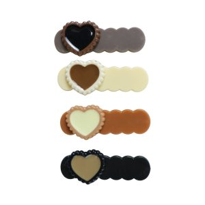 Heart Design Decorative Hair Clips Set (4 Pc)