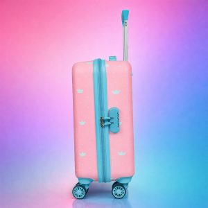 Novex Disney Princess Pink Travelling Kids Trolley Bags for Girls Luggage 4 Wheels ( Blue/18 Inch)