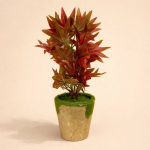 Artificial Maple Leaf Plant in Decorative Pot for Home (Color may vary)