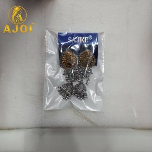 Premium Dual Tone Stone Jhumka Earrings with Elegant Traditional Detailing