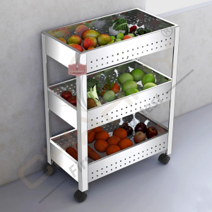 Stainless Steel 3-Tier Vegetable Storage Trolley Silver