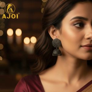 Black Oxidized Floral Earrings