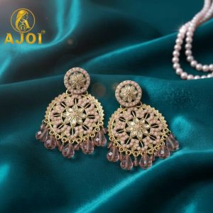 Pink Floral Beaded Earrings